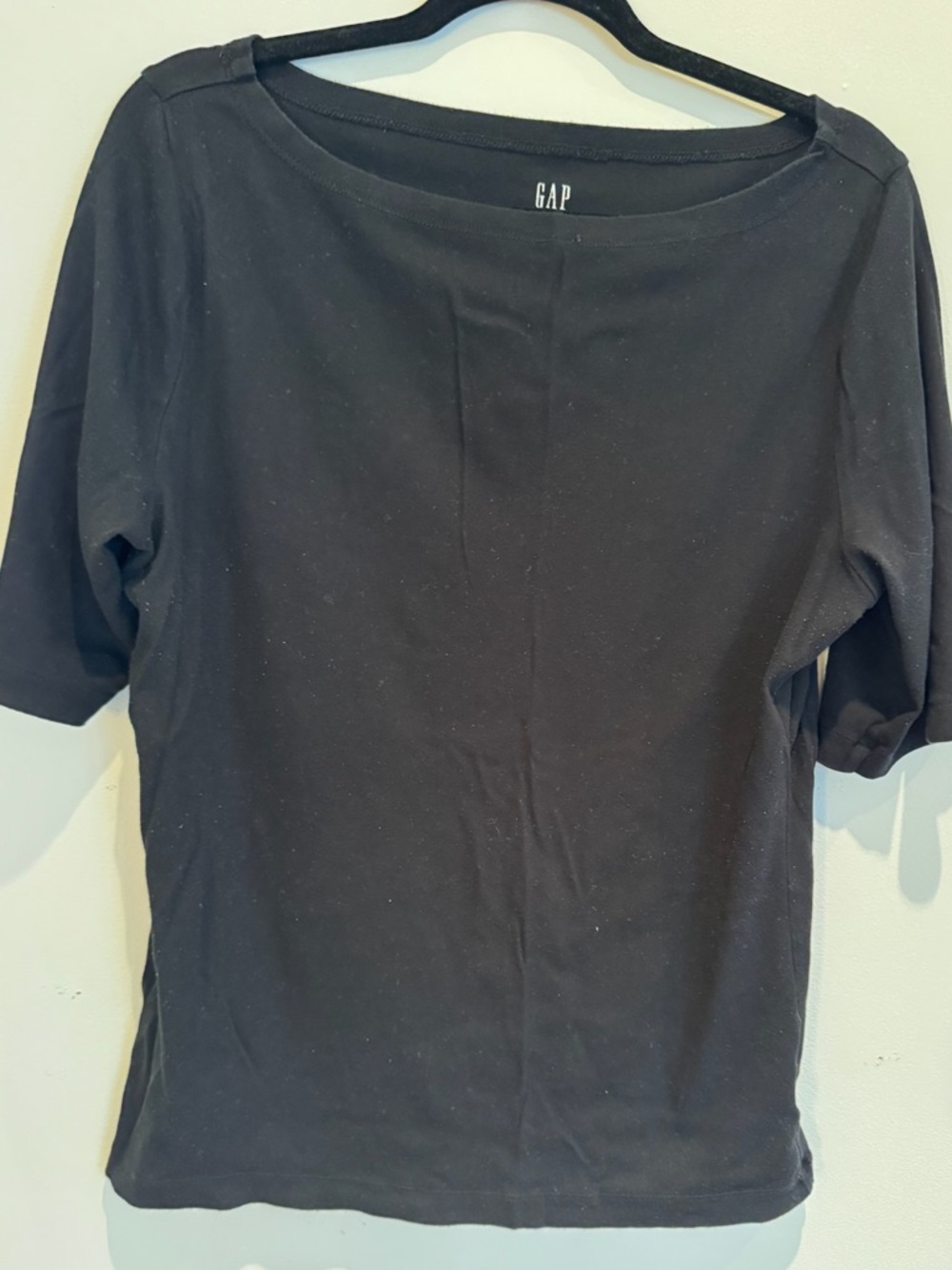 GAP Women's Black Boat Neck Short Sleeve Top Size XL